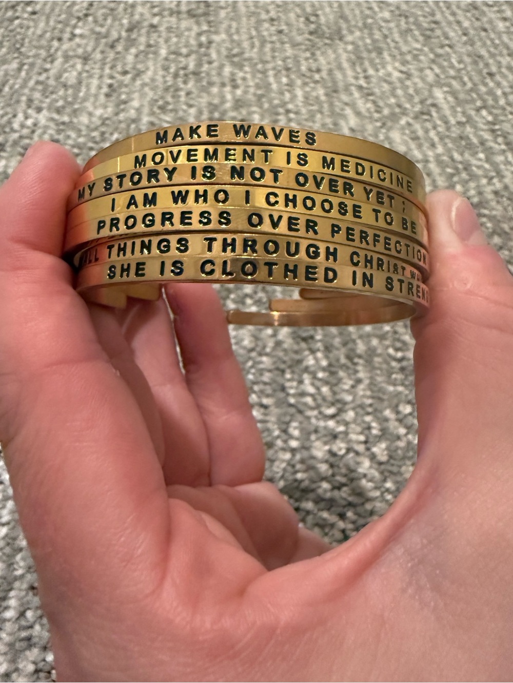 MantraBand Inspirational Cuff Bracelet Bundle Lot of 7 Gold Tone Affirmation